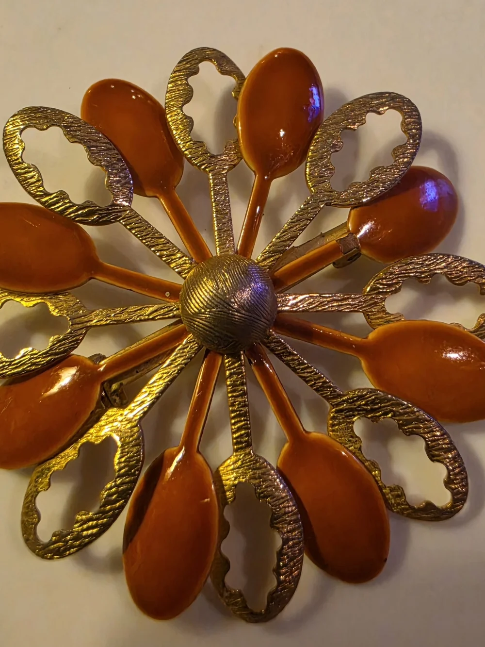 Vintage Mid-century Modern Enamel Flower Brooch